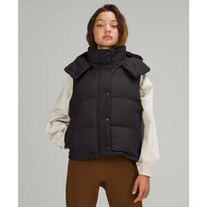 Lululemon Black Wunder Puff 600-Down-Fill Cropped Vest Size 10